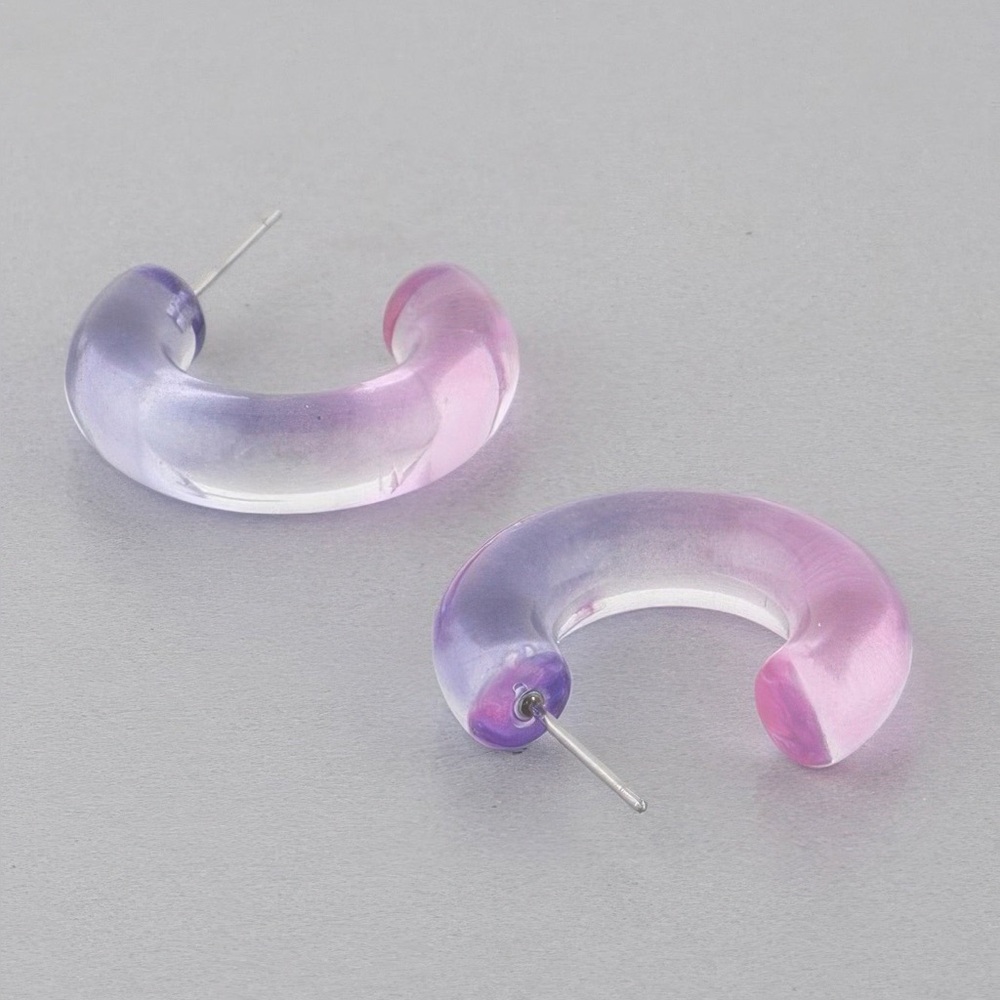 Two Toned Clear Hoop Earrings